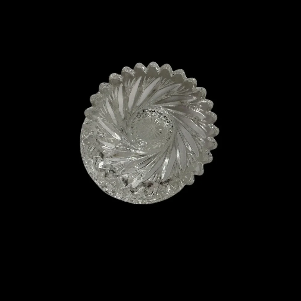 L E Smith Aztec Heritage Footed Candy/Compote Clear Glass Dish Vintage‎